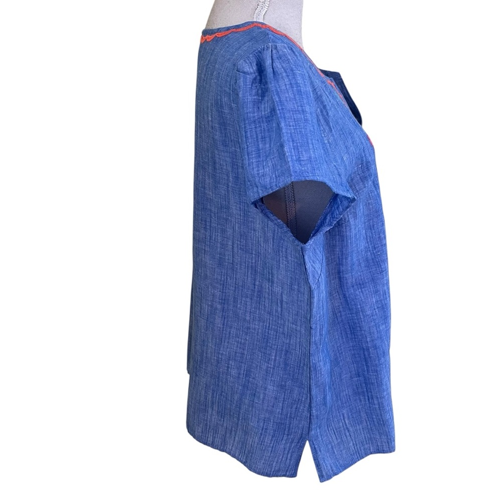 Talbots Blue Chambray Linen/Cotton Split Neck Tro… - image 8